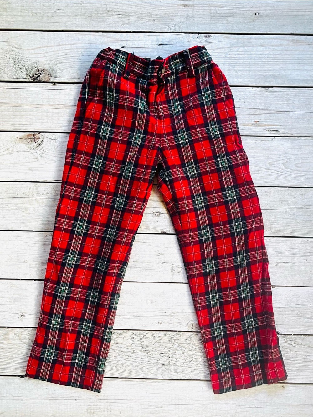 Janie and Jack Red Tartan Plaid Wool Dress Pants